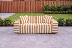 Mustard Striped Poufudic 2-Seater Outdoor Sofa