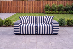 Navy Striped Poufudic 2-Seater Outdoor Sofa