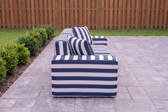 Navy Striped Poufudic 2-Seater Outdoor Sofa