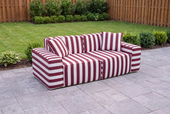 Burgundy Striped Poufudic 2-Seater Outdoor Sofa