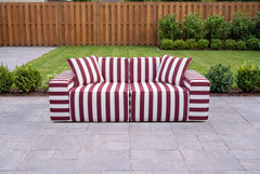 Burgundy Striped Poufudic 2-Seater Outdoor Sofa
