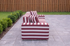Burgundy Striped Poufudic 2-Seater Outdoor Sofa
