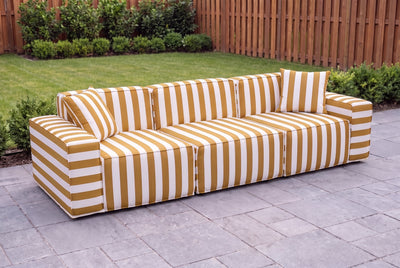 Mustard Striped Poufudic 3-Seater Outdoor Sofa