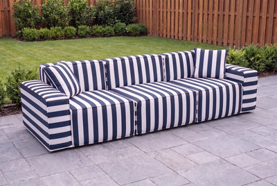Navy Striped Poufudic 3-Seater Outdoor Sofa