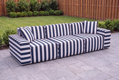 Navy Striped Washable Outdoor Armchair
