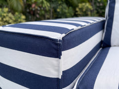 Navy Striped Washable Outdoor Armchair