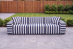 Navy Striped Washable Outdoor Armchair