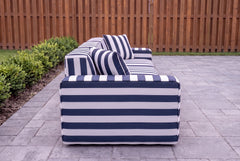 Navy Striped Washable Outdoor Armchair