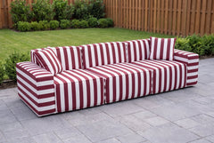 Burgundy Striped Outdoor Sectional Sofa Couch
