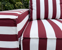 Burgundy Striped Outdoor Sectional Sofa Couch