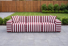 Burgundy Striped Outdoor Sectional Sofa Couch