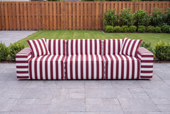 Burgundy Striped Poufudic 3-Seater Outdoor Sofa