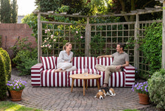 Mustard Striped Poufudic L-Shaped Outdoor Sofa
