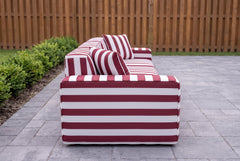 Burgundy Striped Poufudic 3-Seater Outdoor Sofa