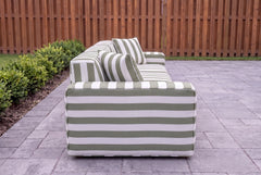 Sage Green Striped Poufudic 3-Seater Outdoor Sofa