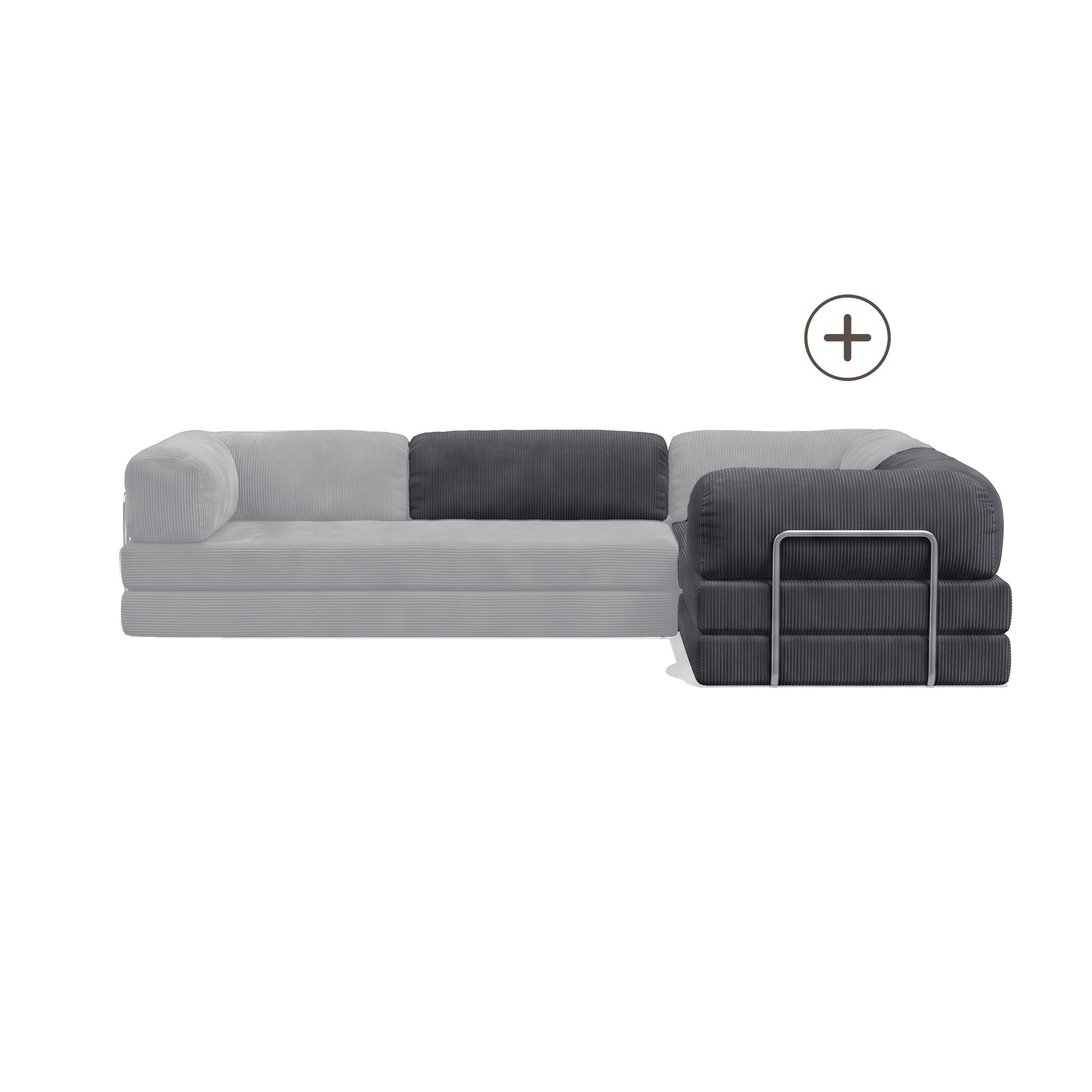 Poufudic L Shaped Closed Corner Sofa Upgrade in Anthracite corduroy