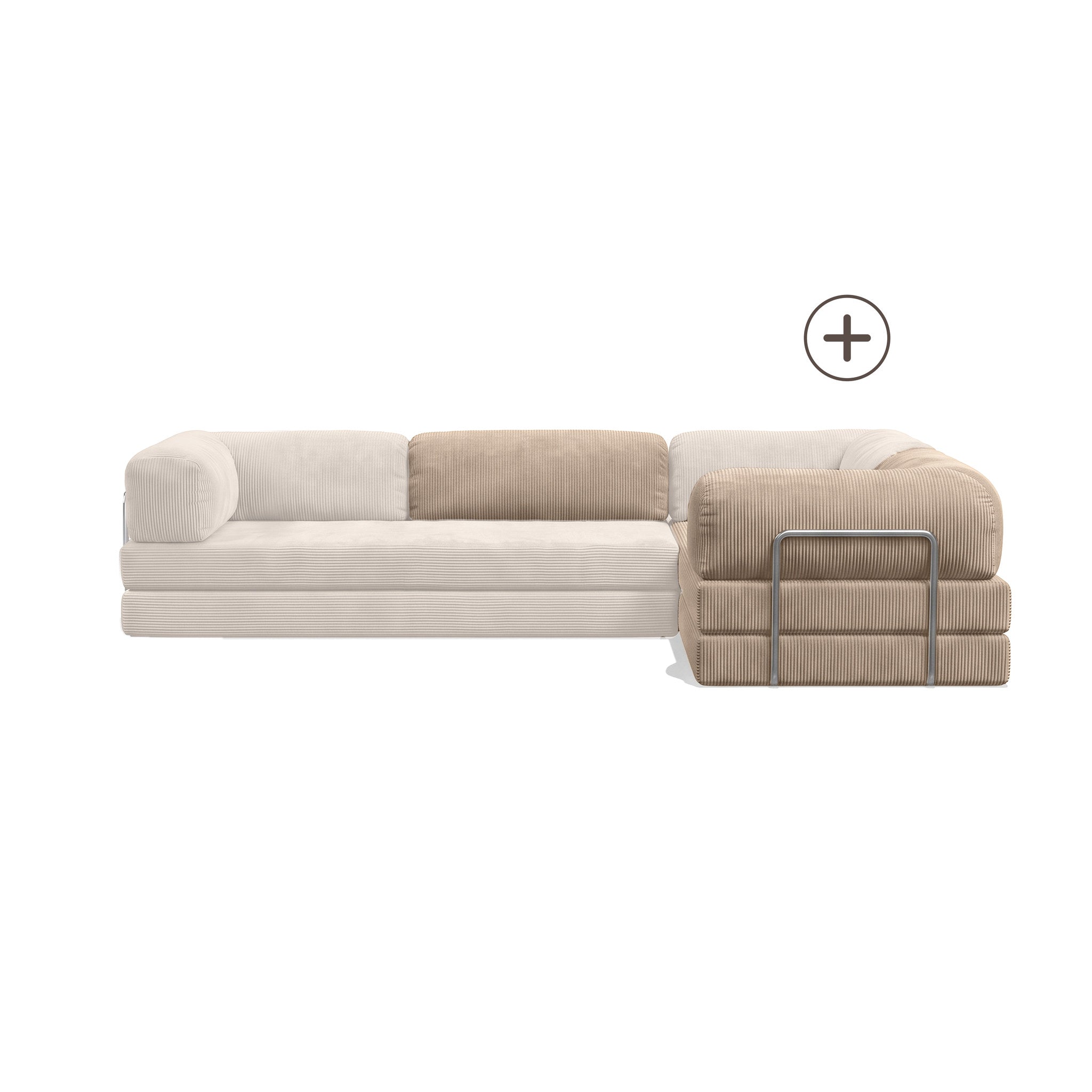 Poufudic L Shaped Closed Corner Sofa Upgrade in Beige corduroy