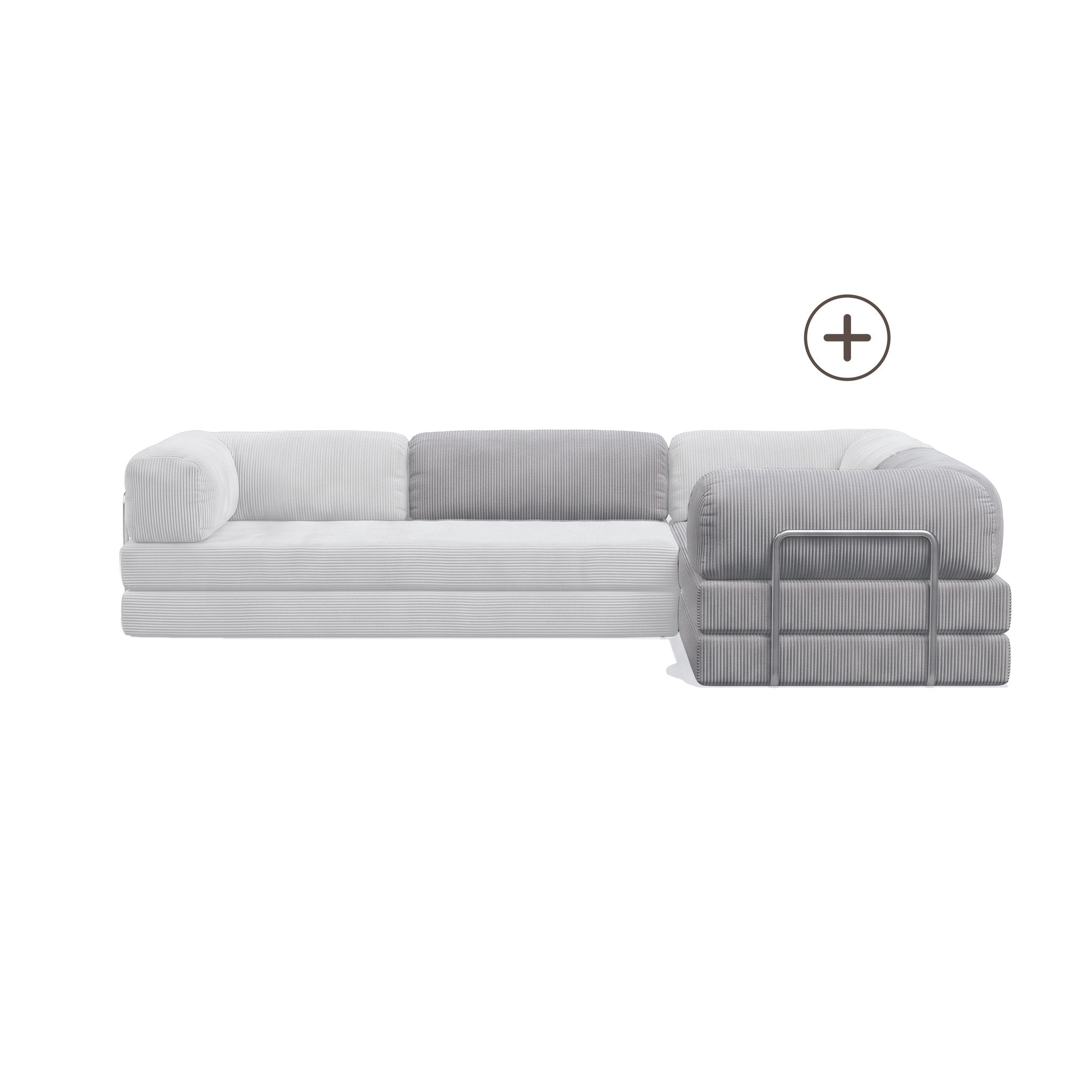 Poufudic L Shaped Closed Corner Sofa Upgrade in Gray corduroy