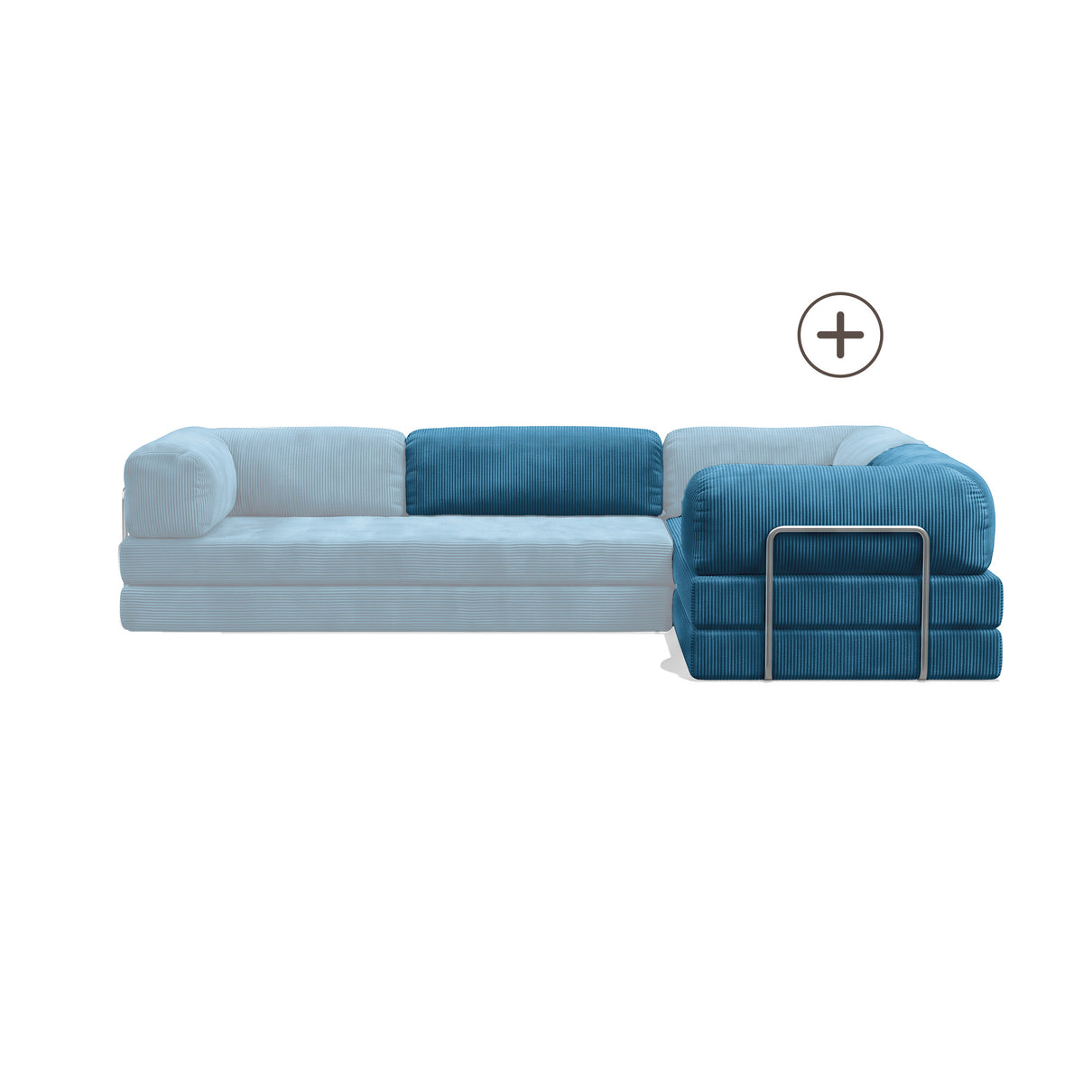 Poufudic L Shaped Closed Corner Sofa Upgrade in Indigo corduroy