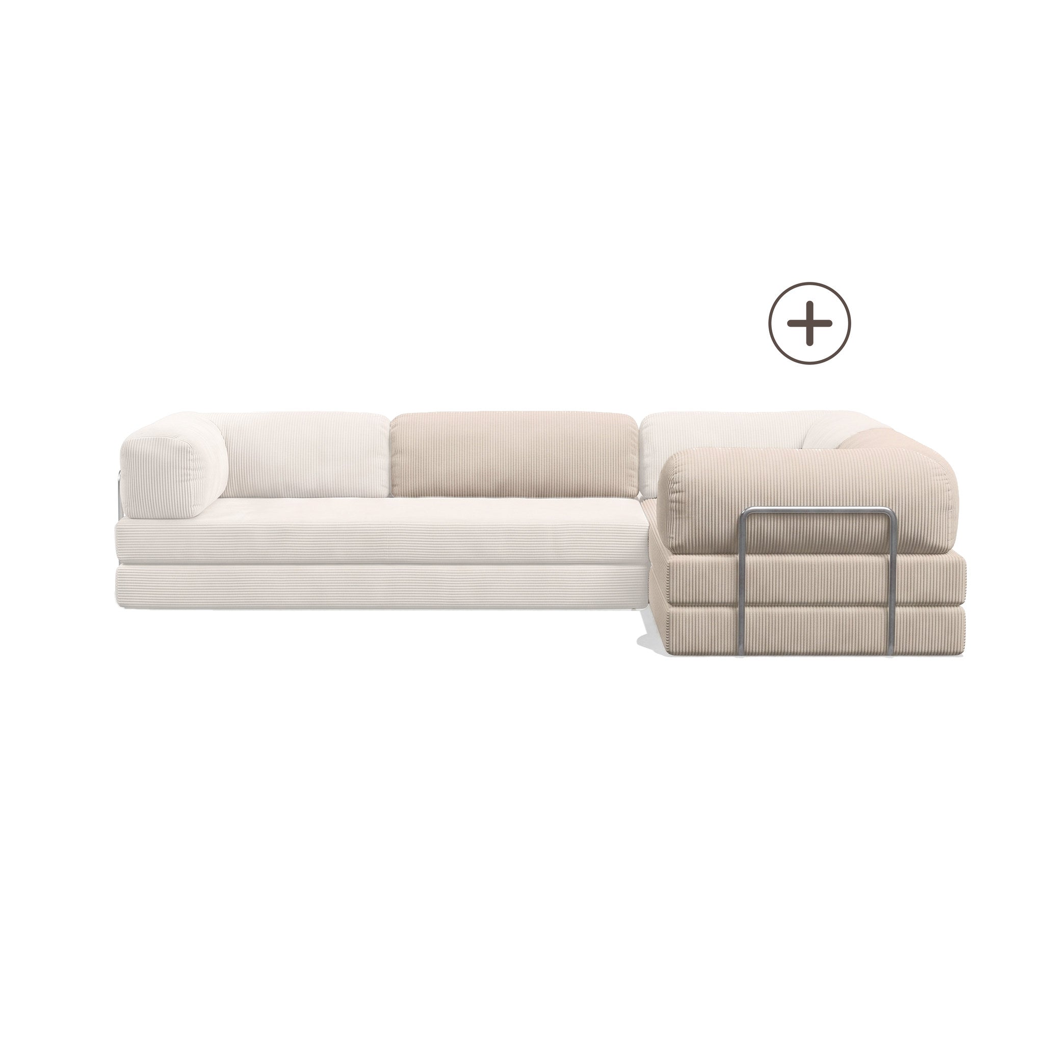 Poufudic L Shaped Closed Corner Sofa Upgrade in Cream corduroy