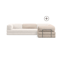 Poufudic L Shaped Closed Corner Sofa Upgrade in Cream corduroy