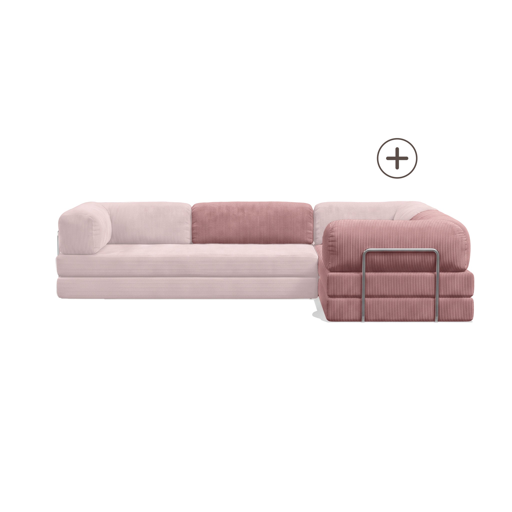 Poufudic L Shaped Closed Corner Sofa Upgrade in Pink corduroy