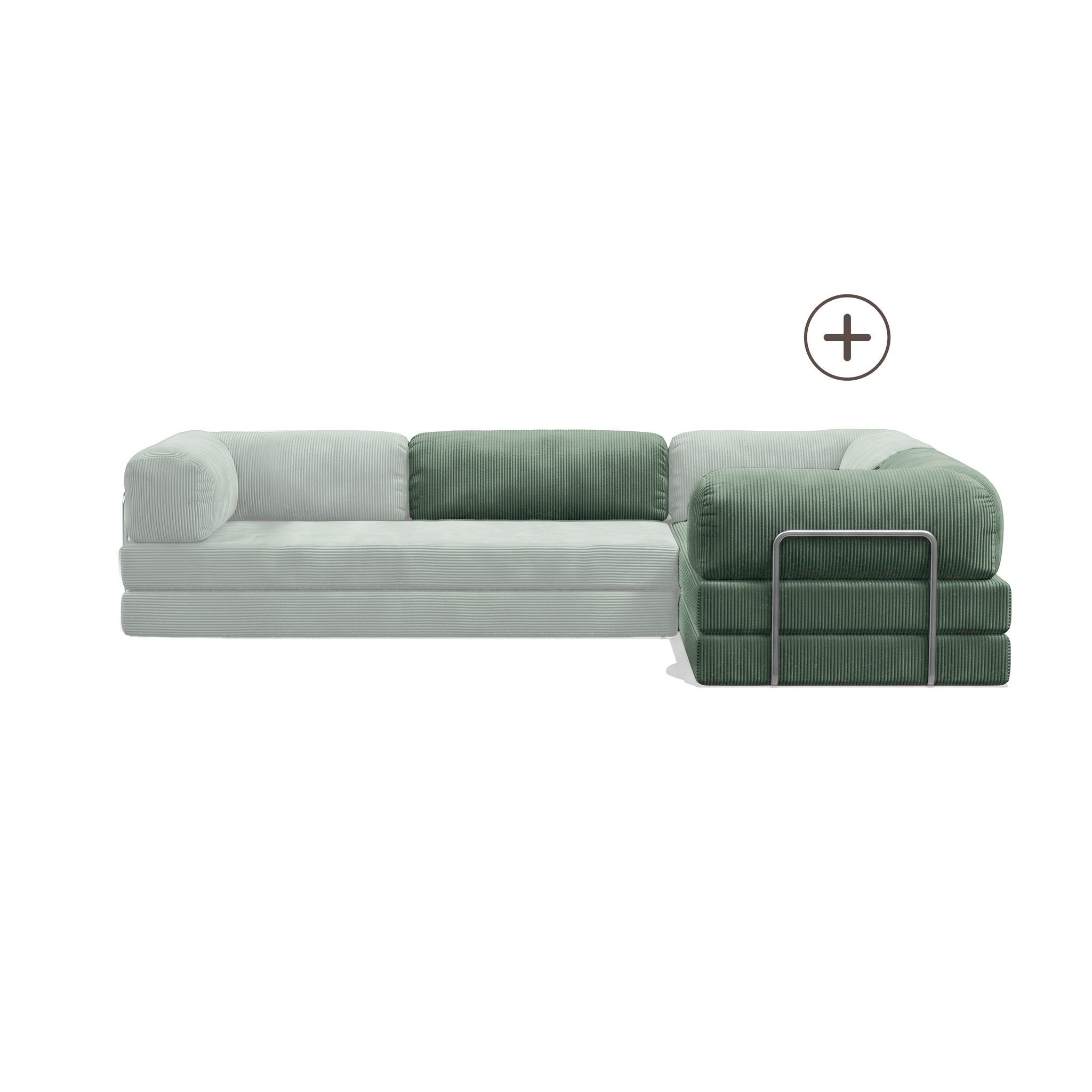 Poufudic L Shaped Closed Corner Sofa Upgrade in Green corduroy