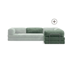 Poufudic L Shaped Closed Corner Sofa Upgrade in Green corduroy