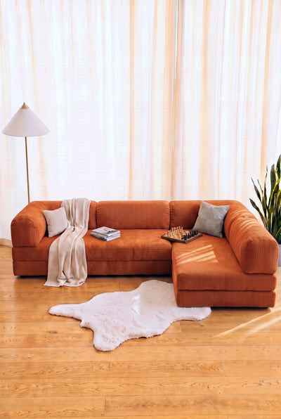 Poufudic Ecksofa L-Form Ziegelrot