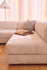 Poufudic Ecksofa in L-Form, Cremeweiß / Knochenweiß