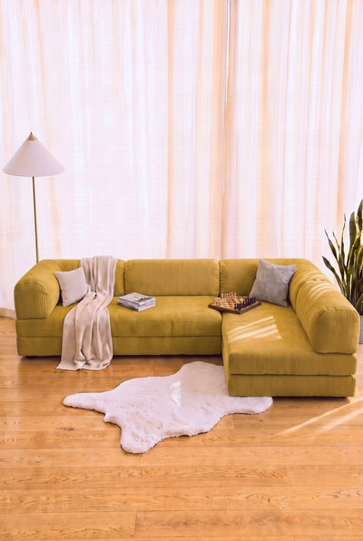 Poufudic L-förmiges Ecksofa Senf