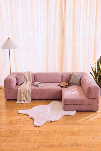 Pink Modular L Shaped Corner Floor Sofa
