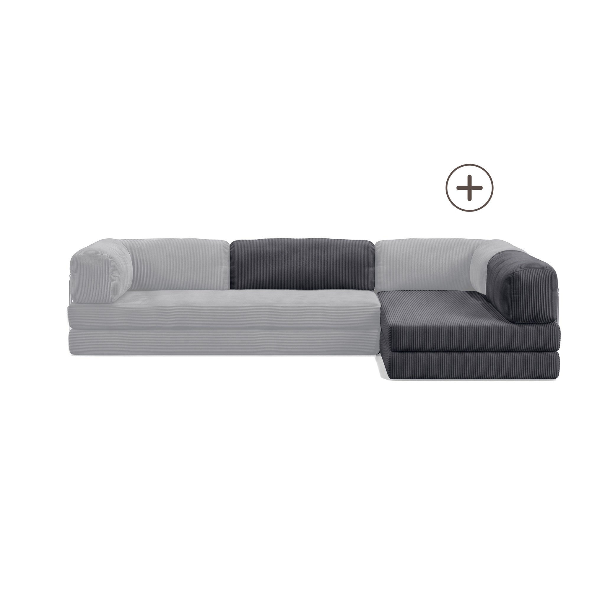Poufudic L Shaped Open Corner Sofa Upgrade in Anthracite corduroy