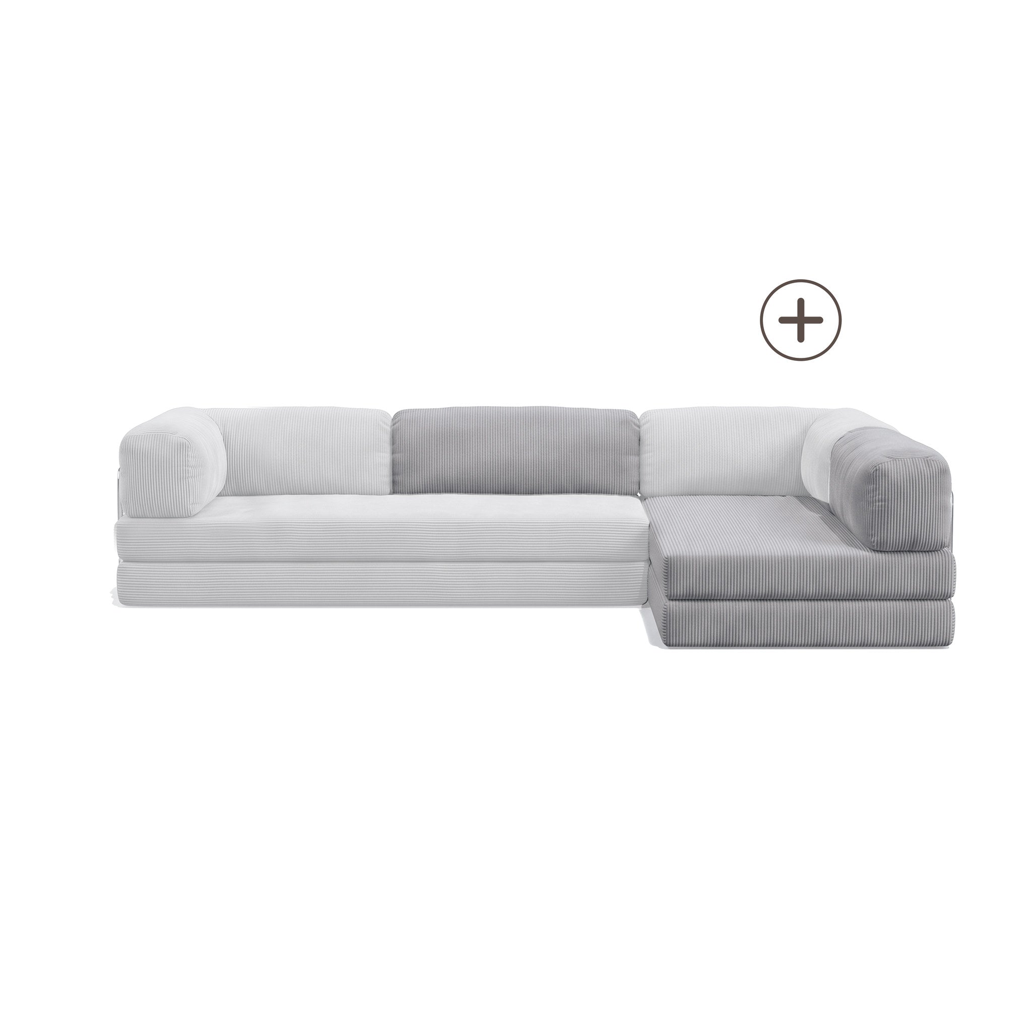 Poufudic L Shaped Open Corner Sofa Upgrade in Gray corduroy