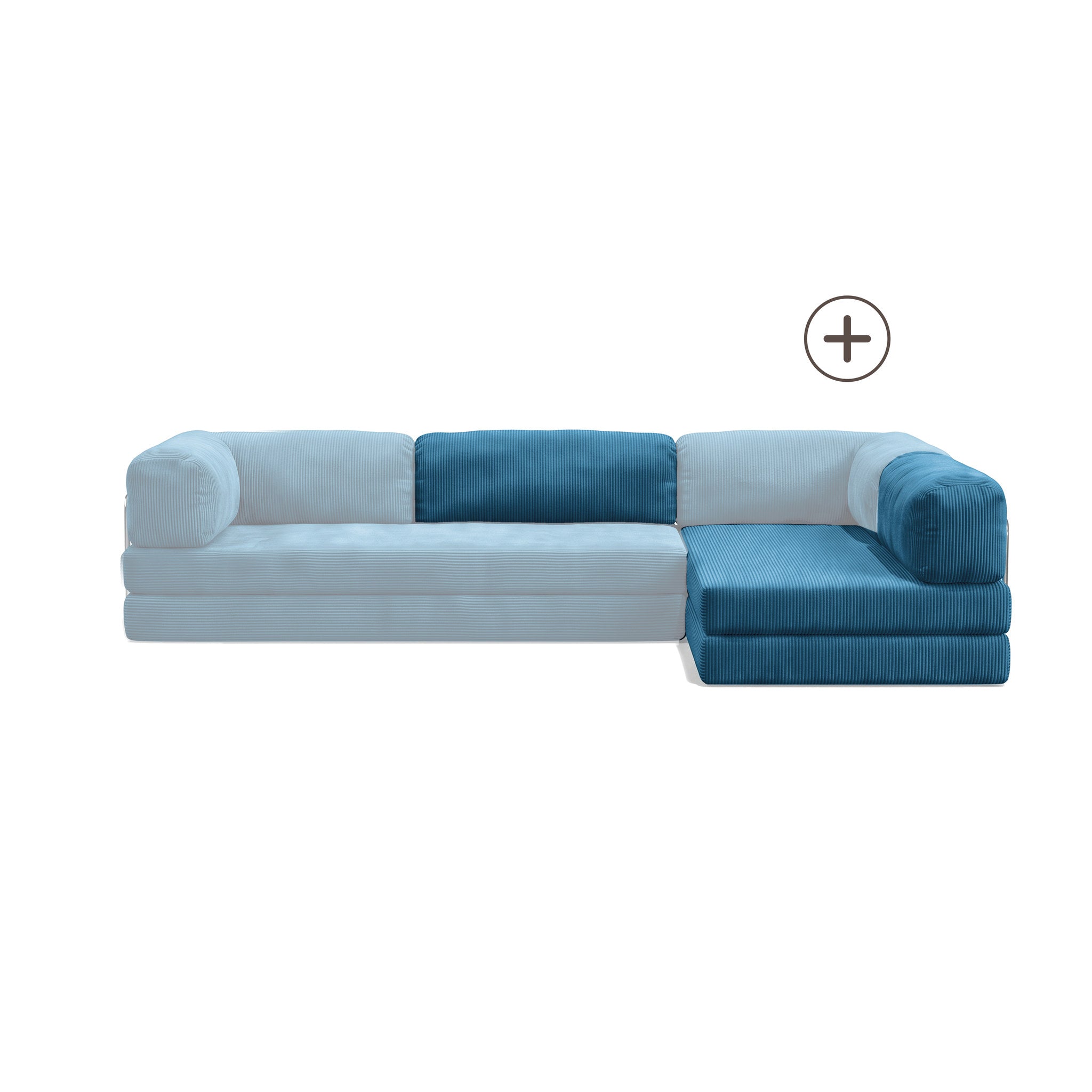 Poufudic L Shaped Open Corner Sofa Upgrade in Indigo corduroy
