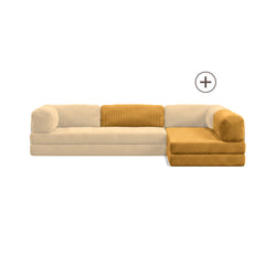 Poufudic L Shaped Open Corner Sofa Upgrade in Mustard corduroy