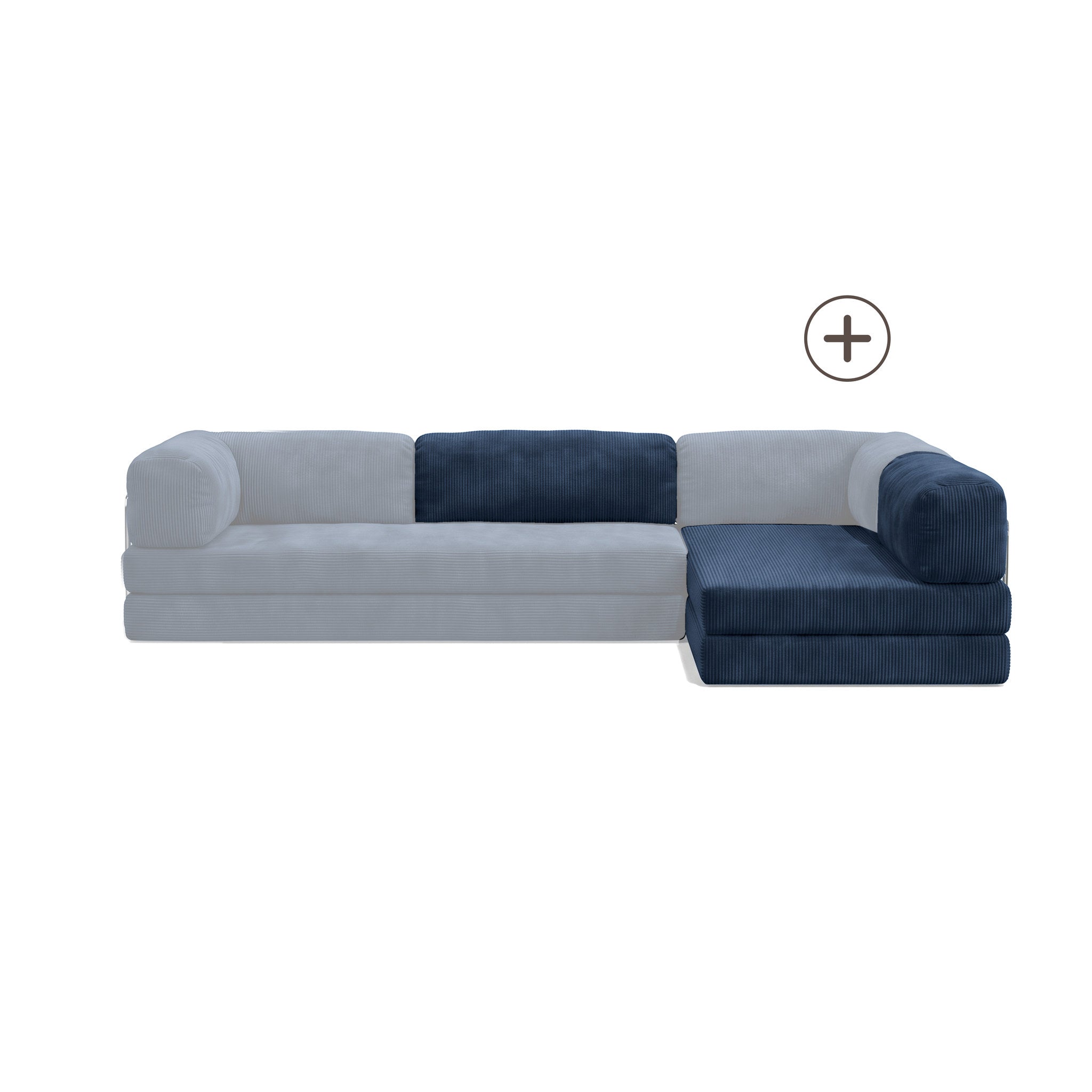 Poufudic L Shaped Open Corner Sofa Upgrade in Navy corduroy