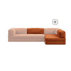 Poufudic L Shaped Open Corner Sofa Upgrade in Brick corduroy