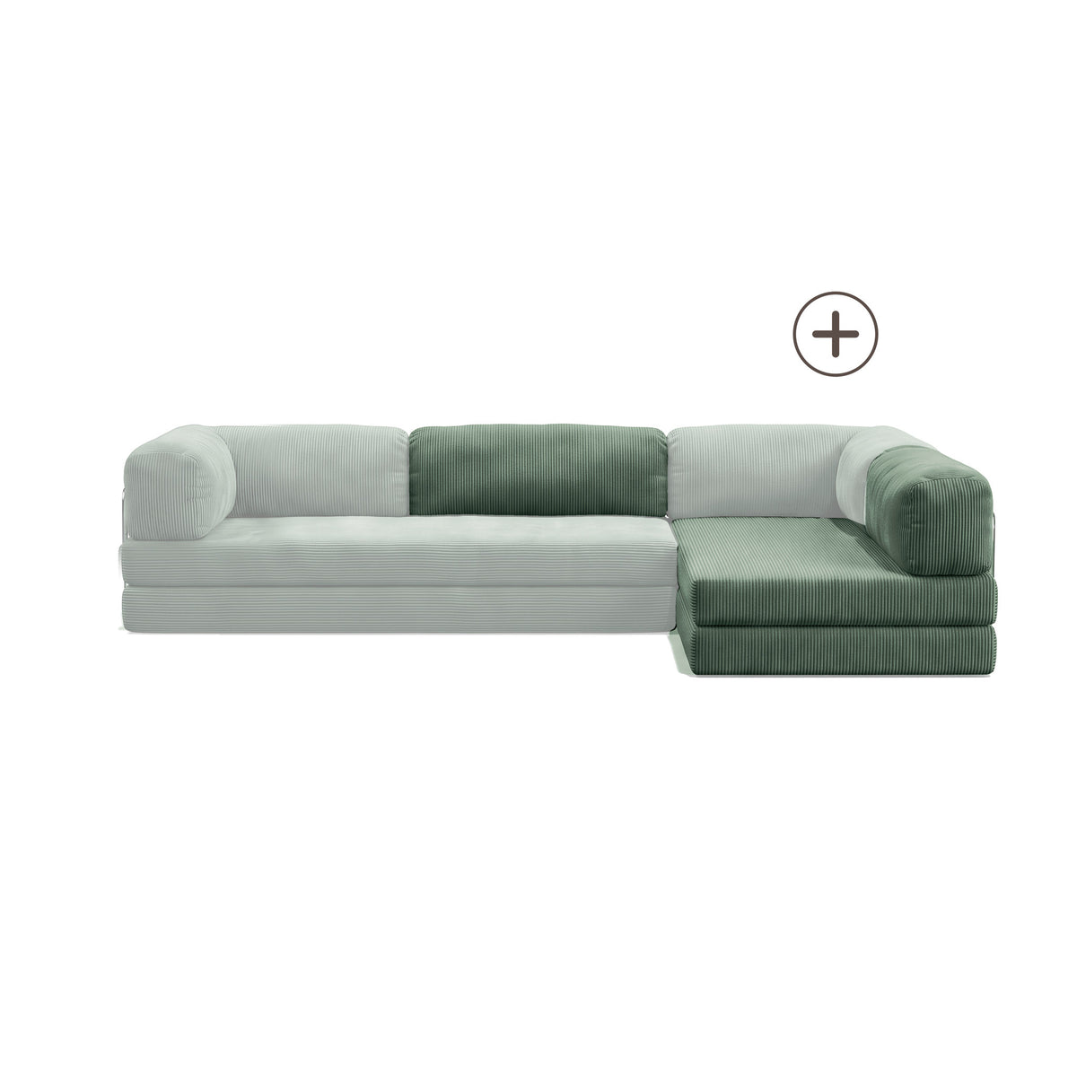 Poufudic L Shaped Open Corner Sofa Upgrade in Green corduroy