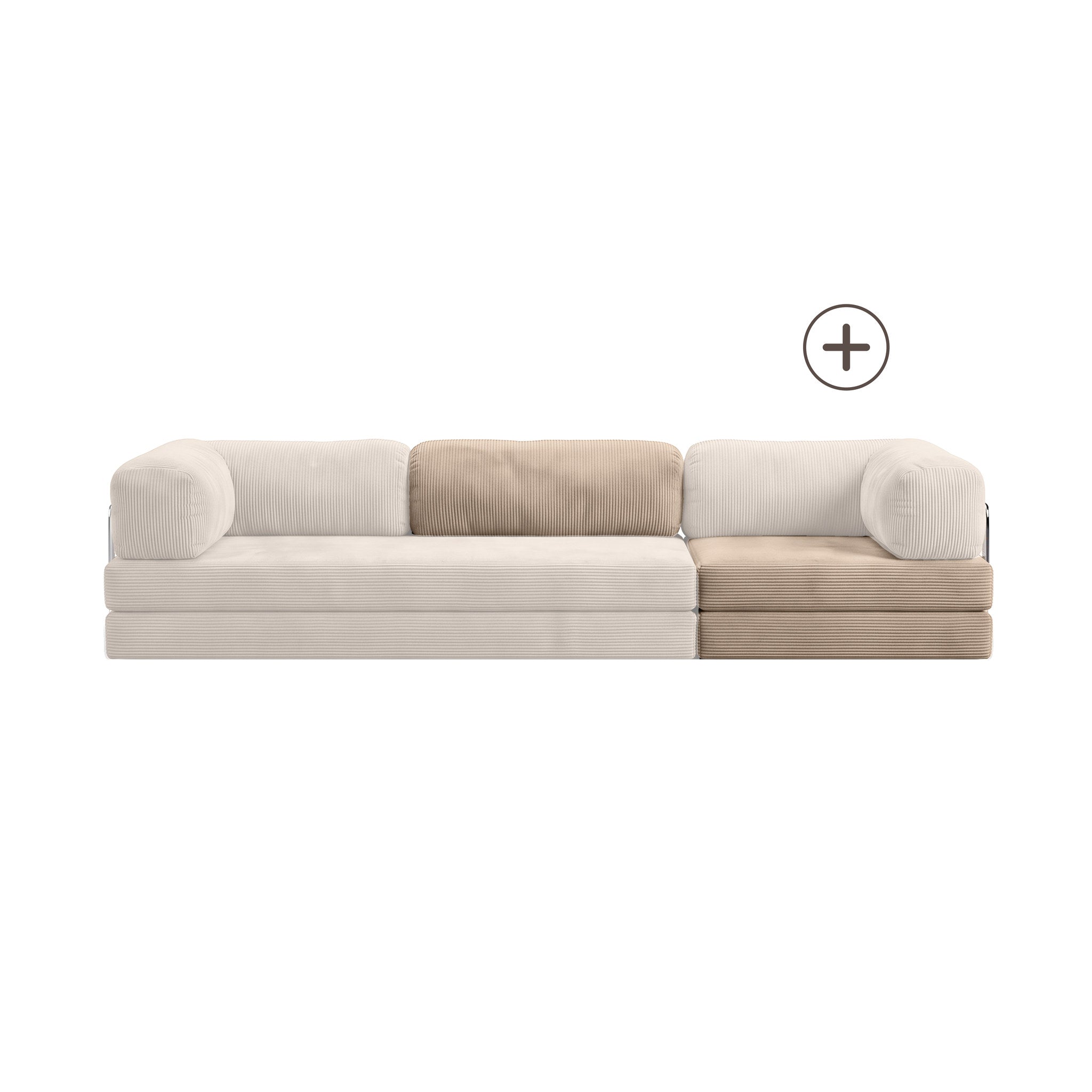 Poufudic Lungo Sofa Upgrade in Beige corduroy