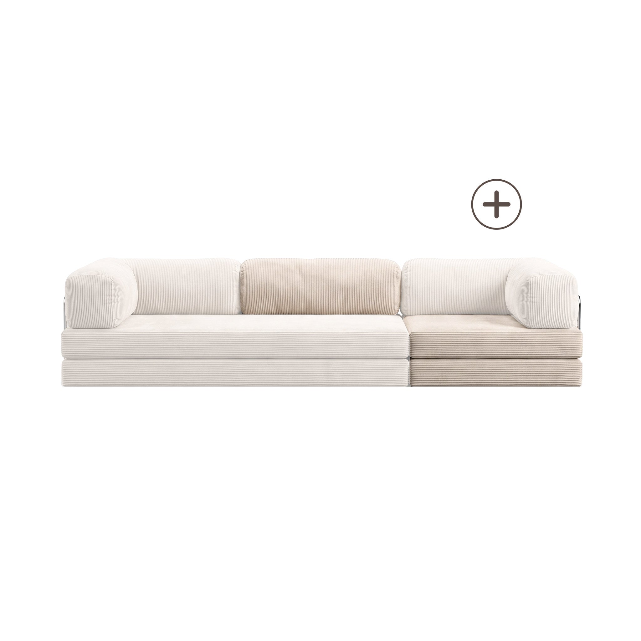 Poufudic Lungo Sofa Upgrade in Cream corduroy