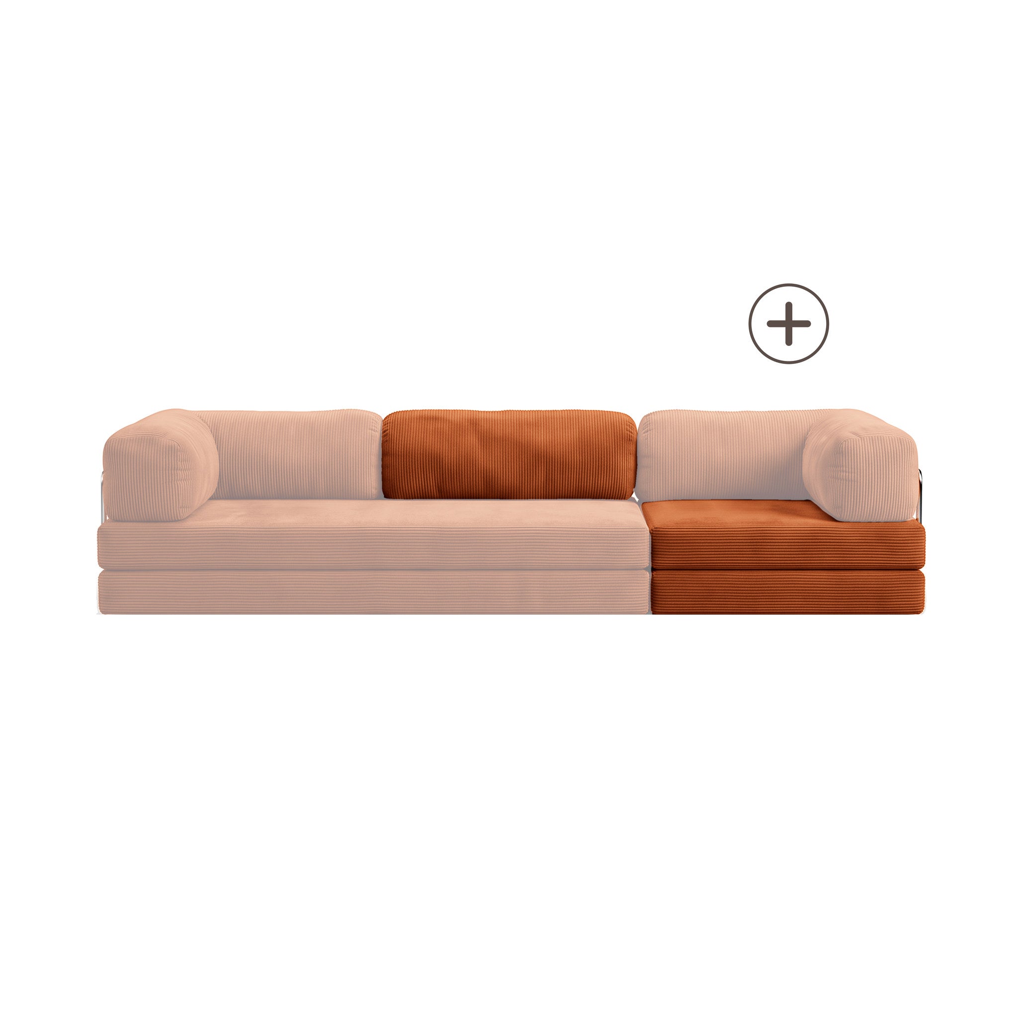Poufudic Lungo Sofa Upgrade in Brick corduroy