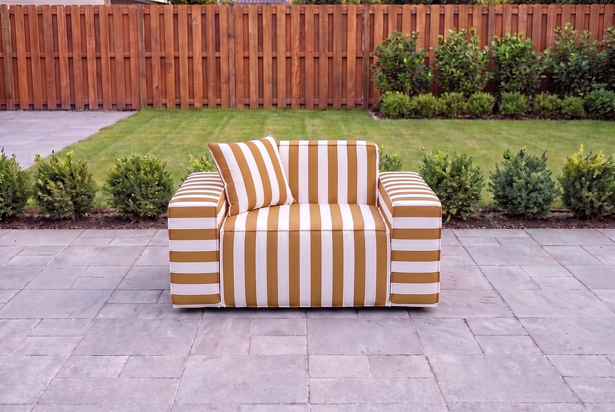 Mustard Cabana Stripe Modular Outdoor Sofa
