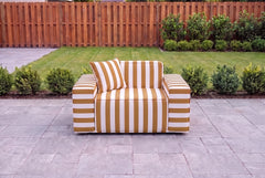 Mustard Cabana Stripe Poufudic Single Outdoor Sofa