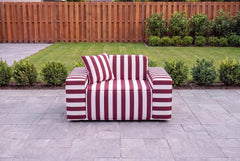 Burgundy Cabana Stripe Poufudic Single Outdoor Sofa