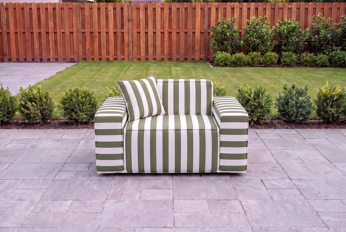 Sage Green Striped Waterproof Outdoor Sofa