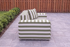 Sage Green Cabana Stripe Poufudic Single Outdoor Sofa
