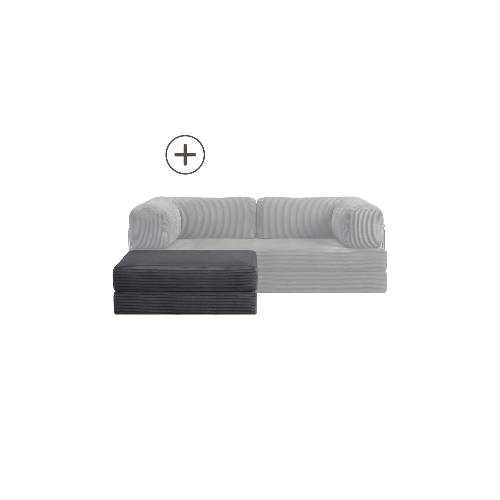 Poufudic Ottoman Upgrade in Anthracite corduroy