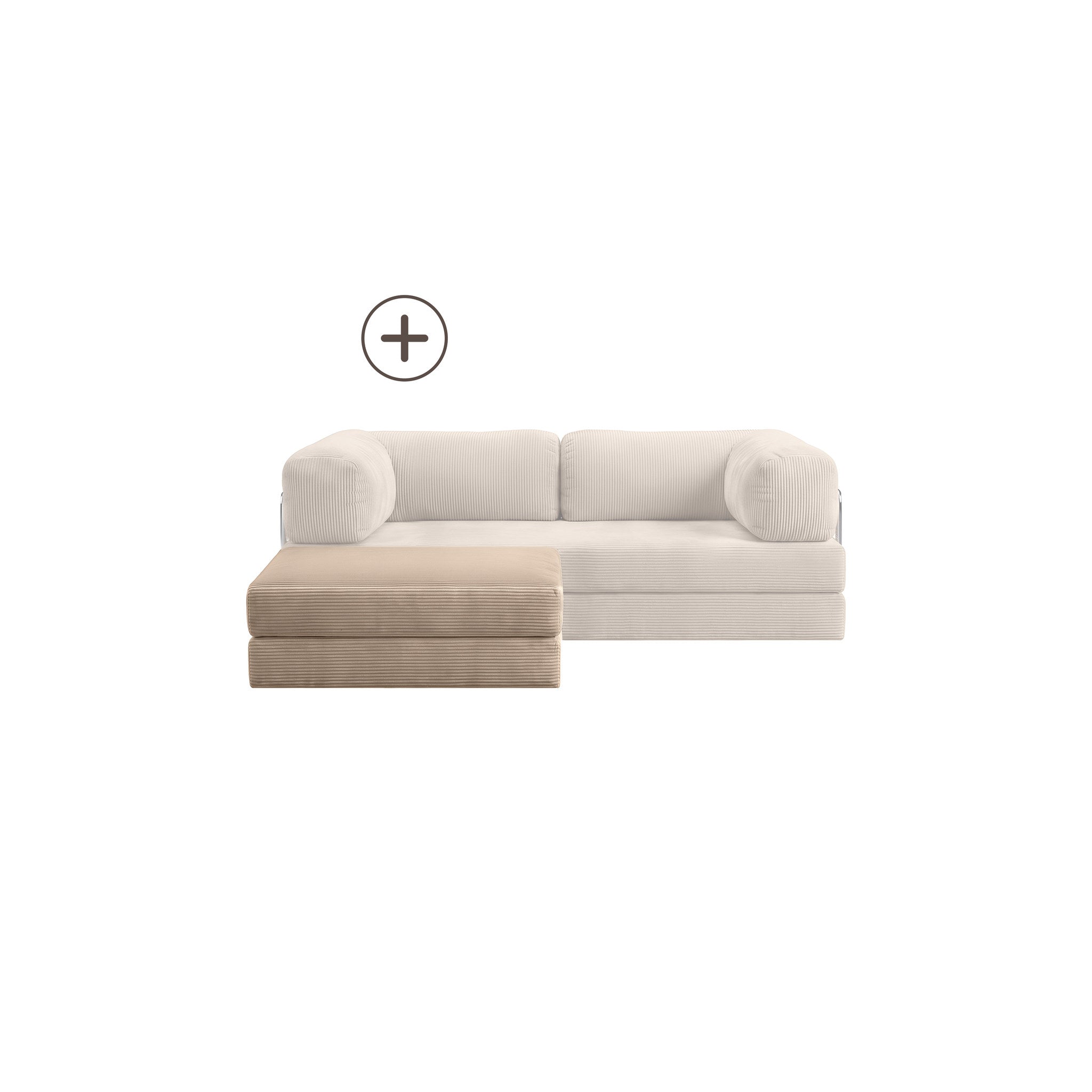 Poufudic Ottoman Upgrade in Beige corduroy