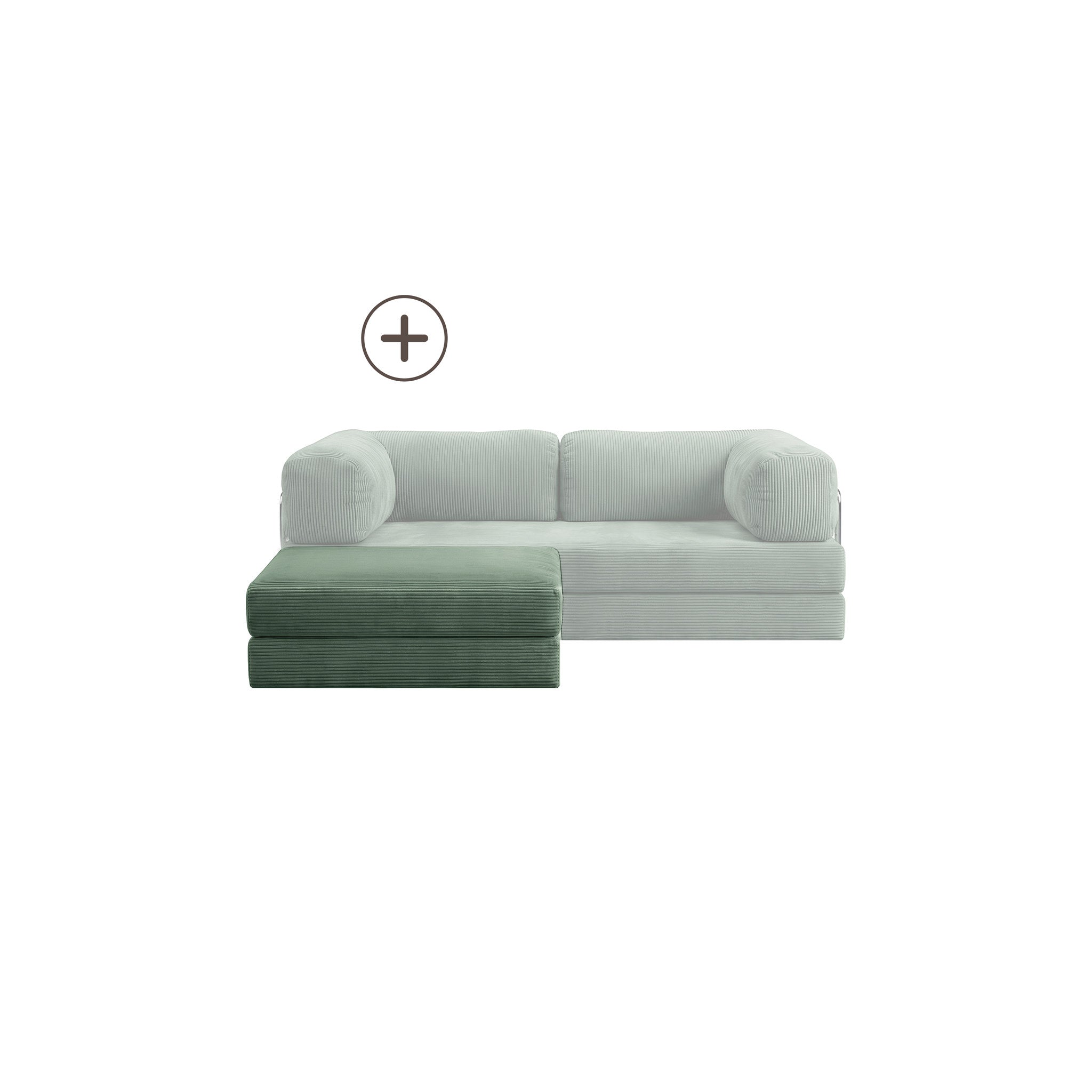 Poufudic Ottoman Upgrade in Green corduroy